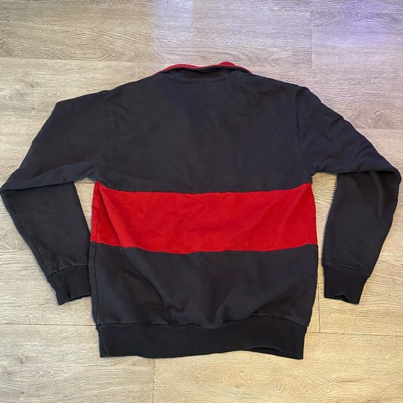 Navy and Red J. Galt Quarter Zip Pullover Sweatshirt - Picture 2 of 3